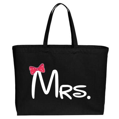 Mrs. Bow Tie Cute Matching Couples Cotton Canvas Jumbo Tote