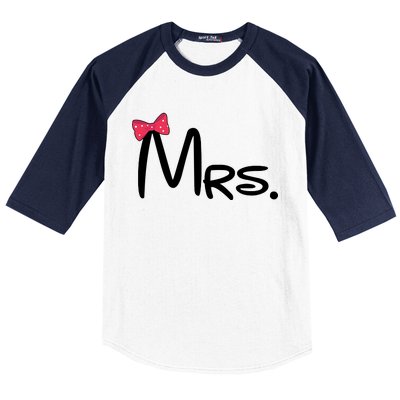 Mrs. Bow Tie Cute Matching Couples Baseball Sleeve Shirt