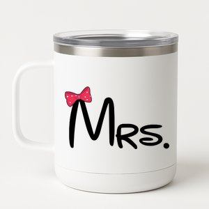 Mrs. Bow Tie Cute Matching Couples 12 oz Stainless Steel Tumbler Cup