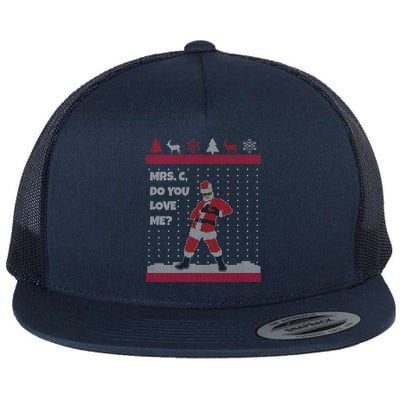 Mrs. C Do You Love Me Ugly Christmas Sweater Flat Bill Trucker Hat