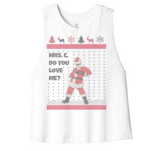 Mrs. C Do You Love Me Ugly Christmas Sweater Women's Racerback Cropped Tank