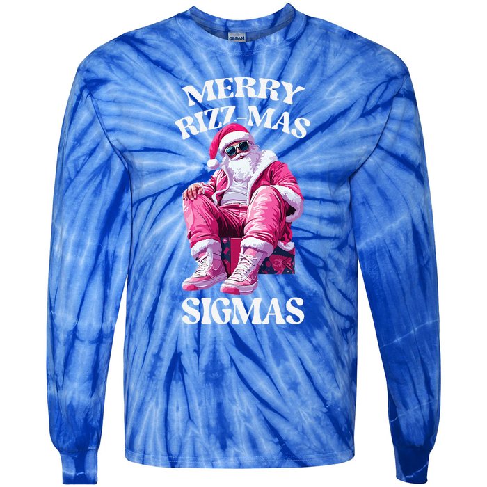 Merry Rizzmas Sigmas Santa Rizzler Tie-Dye Long Sleeve Shirt