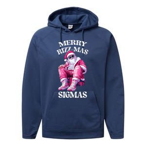 Merry Rizzmas Sigmas Santa Rizzler Performance Fleece Hoodie