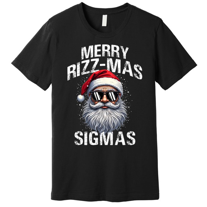 Merry Rizzmas Sigmas Gen Alpha Funny Christmas Santa Claus Premium T-Shirt