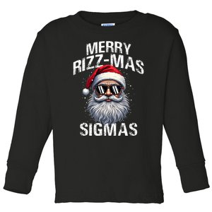 Merry Rizzmas Sigmas Gen Alpha Funny Christmas Santa Claus Toddler Long Sleeve Shirt