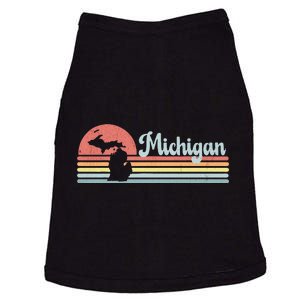 Michigan Retro Sunset Vacation Souvenir State Silhouette Doggie Tank