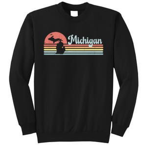 Michigan Retro Sunset Vacation Souvenir State Silhouette Sweatshirt