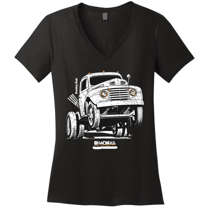 Motortrend Roadkill Stubby Bob Women's V-Neck T-Shirt