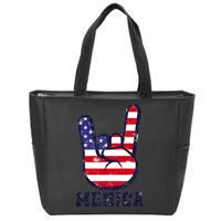 Merica Rock Sign 4th Of July American USA Flag Patriotic Zip Tote Bag