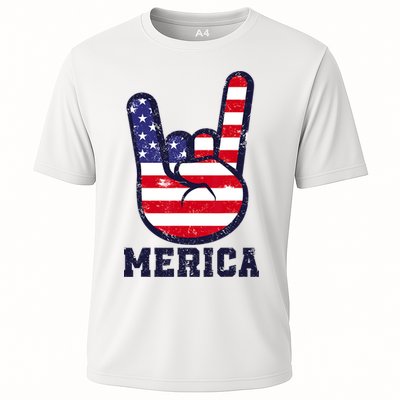 Merica Rock Sign 4th Of July American USA Flag Patriotic Performance Shirt