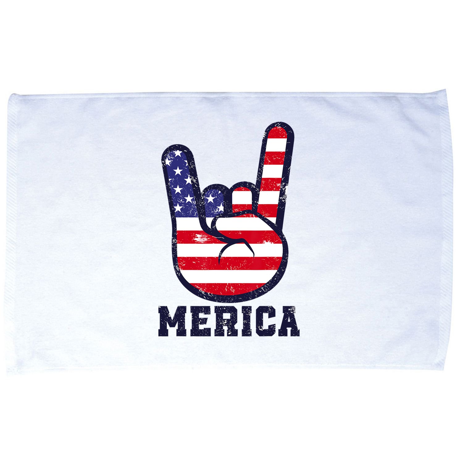 Merica Rock Sign 4th Of July American USA Flag Patriotic Microfiber Hand Towel