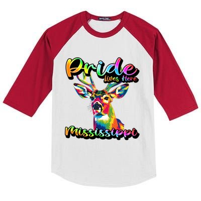 Mississippi Rainbow State Animal Pride Lives Here Design Great Gift Kids Colorblock Raglan Jersey