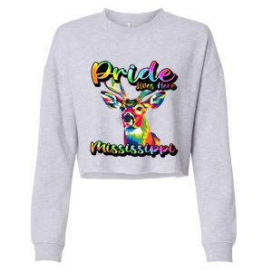 Mississippi Rainbow State Animal Pride Lives Here Design Great Gift Cropped Pullover Crew