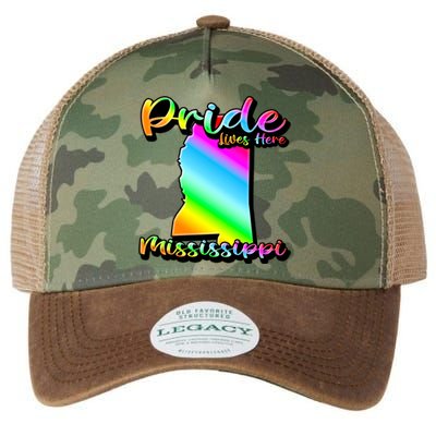 Mississippi Rainbow State Shape Pride Lives Here Design Gift Legacy Tie Dye Trucker Hat