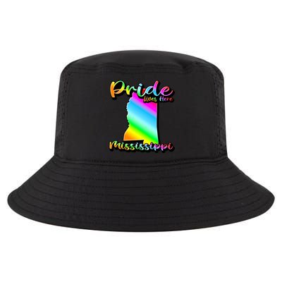 Mississippi Rainbow State Shape Pride Lives Here Design Gift Cool Comfort Performance Bucket Hat