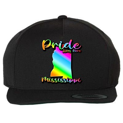 Mississippi Rainbow State Shape Pride Lives Here Design Gift Wool Snapback Cap