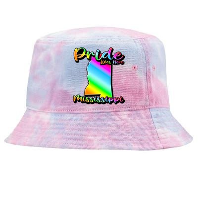 Mississippi Rainbow State Shape Pride Lives Here Design Gift Tie-Dyed Bucket Hat