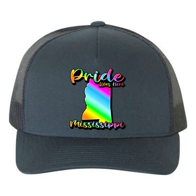 Mississippi Rainbow State Shape Pride Lives Here Design Gift Yupoong Adult 5-Panel Trucker Hat