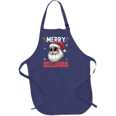 Merry Rizzmas Sigmas Gen Alpha Funny Christmas Santa Claus Full-Length Apron With Pockets