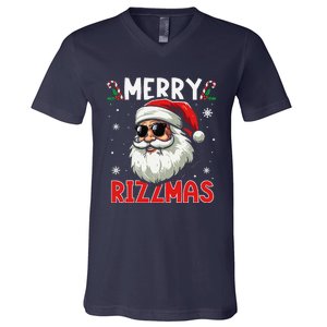 Merry Rizzmas Sigmas Gen Alpha Funny Christmas Santa Claus V-Neck T-Shirt