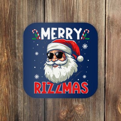 Merry Rizzmas Sigmas Gen Alpha Funny Christmas Santa Claus Coaster