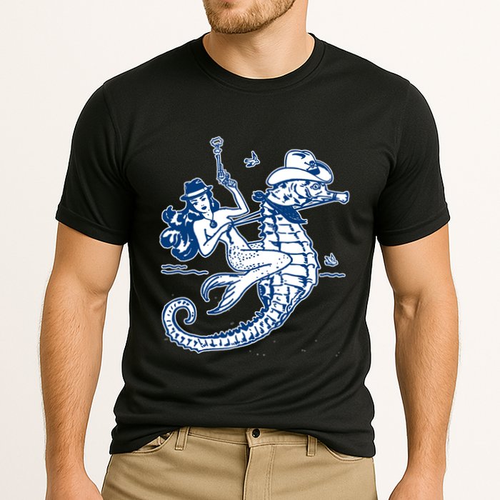 Mermaid Riding Seahorse Cooling Performance Crew T-Shirt