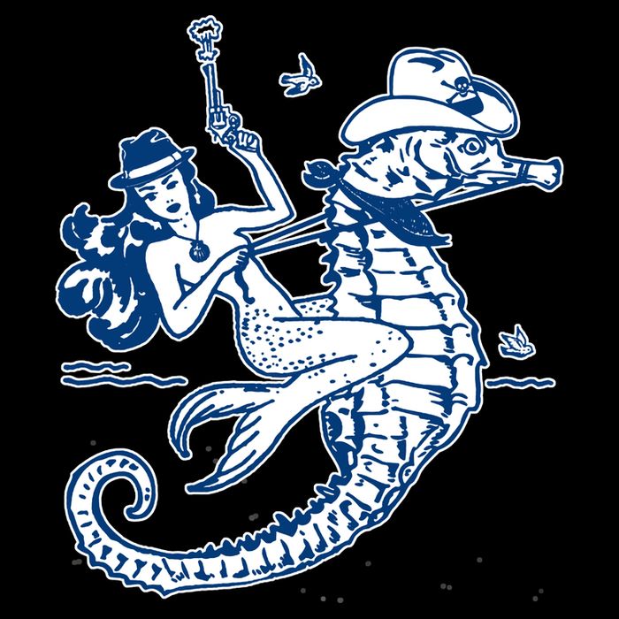 Mermaid Riding Seahorse Cooling Performance Crew T-Shirt