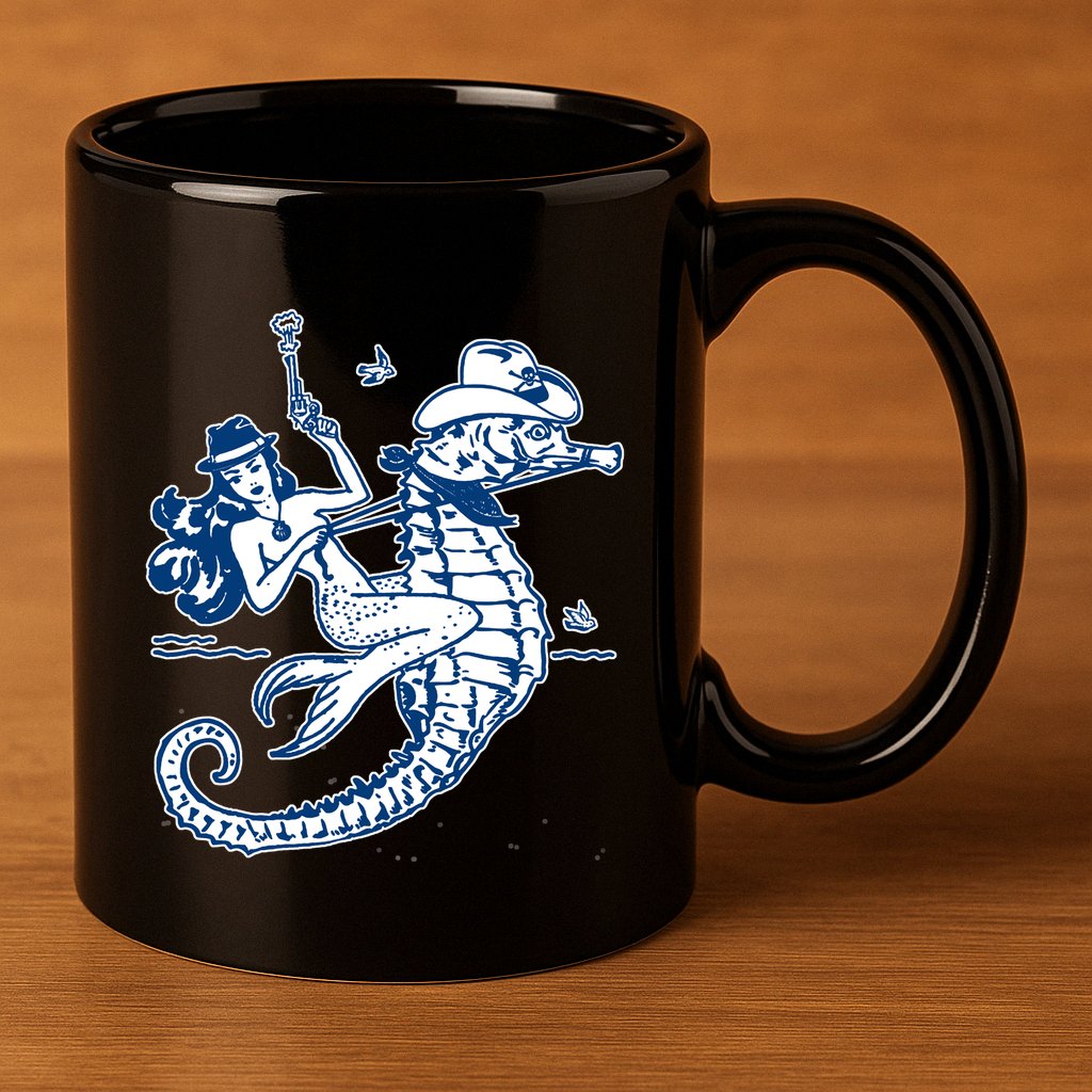 Mermaid Riding Seahorse 11oz C Handle Ceramic Mug