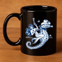 Mermaid Riding Seahorse 11oz C Handle Ceramic Mug