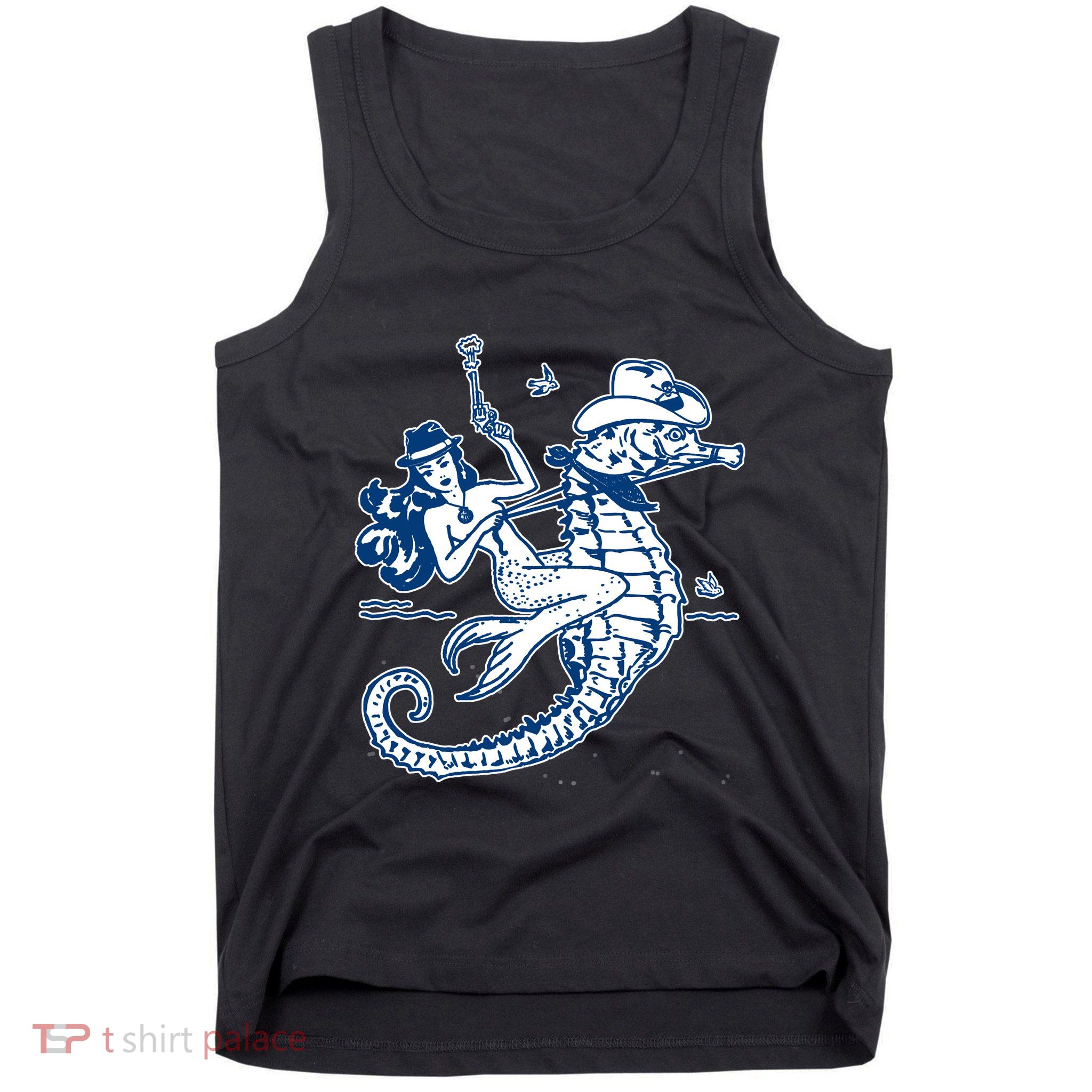 Mermaid Riding Seahorse Tank Top