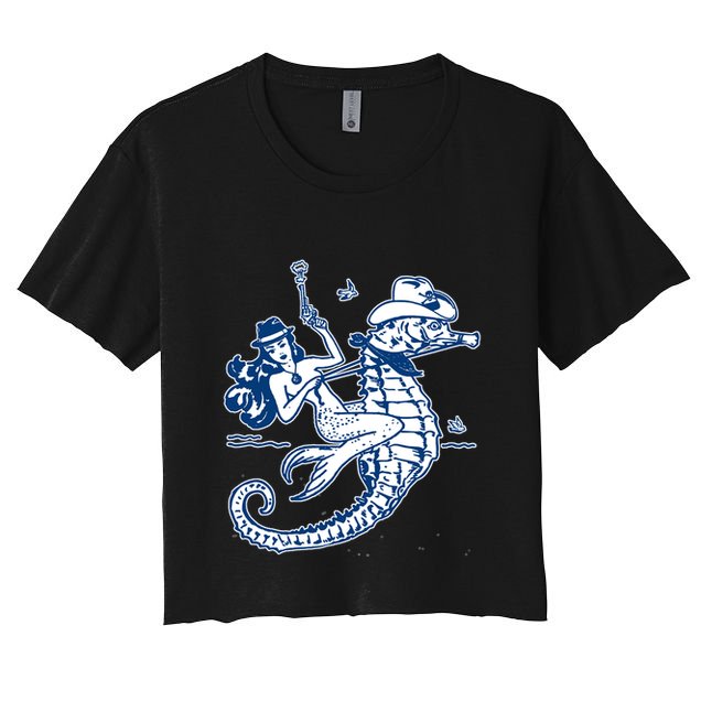 Mermaid Riding Seahorse Crop Top