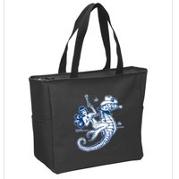 Mermaid Riding Seahorse Zip Tote Bag