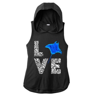 Manta Ray Stingray Sea Ocean Creatures Animals Lovers Ladies PosiCharge Tri-Blend Wicking Draft Hoodie Tank