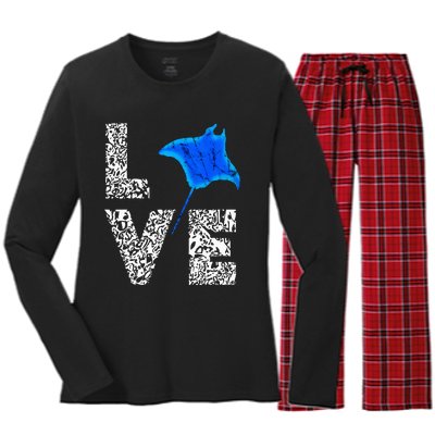 Manta Ray Stingray Sea Ocean Creatures Animals Lovers Women's Long Sleeve Flannel Pajama Set 