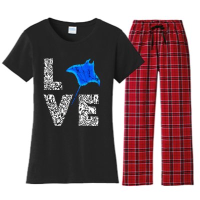 Manta Ray Stingray Sea Ocean Creatures Animals Lovers Women's Flannel Pajama Set