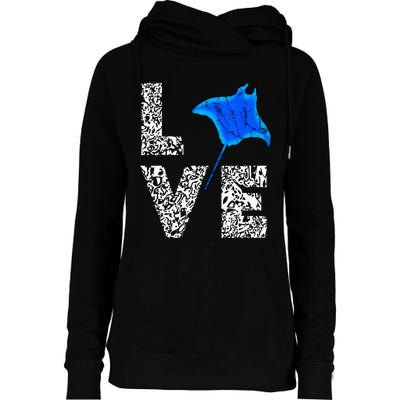 Manta Ray Stingray Sea Ocean Creatures Animals Lovers Womens Funnel Neck Pullover Hood