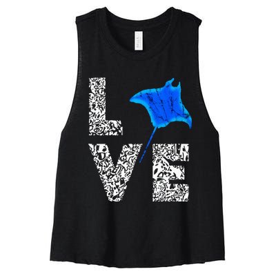 Manta Ray Stingray Sea Ocean Creatures Animals Lovers Women's Racerback Cropped Tank