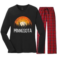 Minnesota Retro Style Vintage 70s 80s Women's Long Sleeve Flannel Pajama Set 