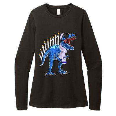 Menorasaurus Rex Shirt T Rex Dinosaur Hanukkah Gift Womens CVC Long Sleeve Shirt