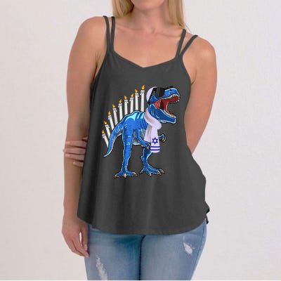 Menorasaurus Rex Shirt T Rex Dinosaur Hanukkah Gift Women's Strappy Tank