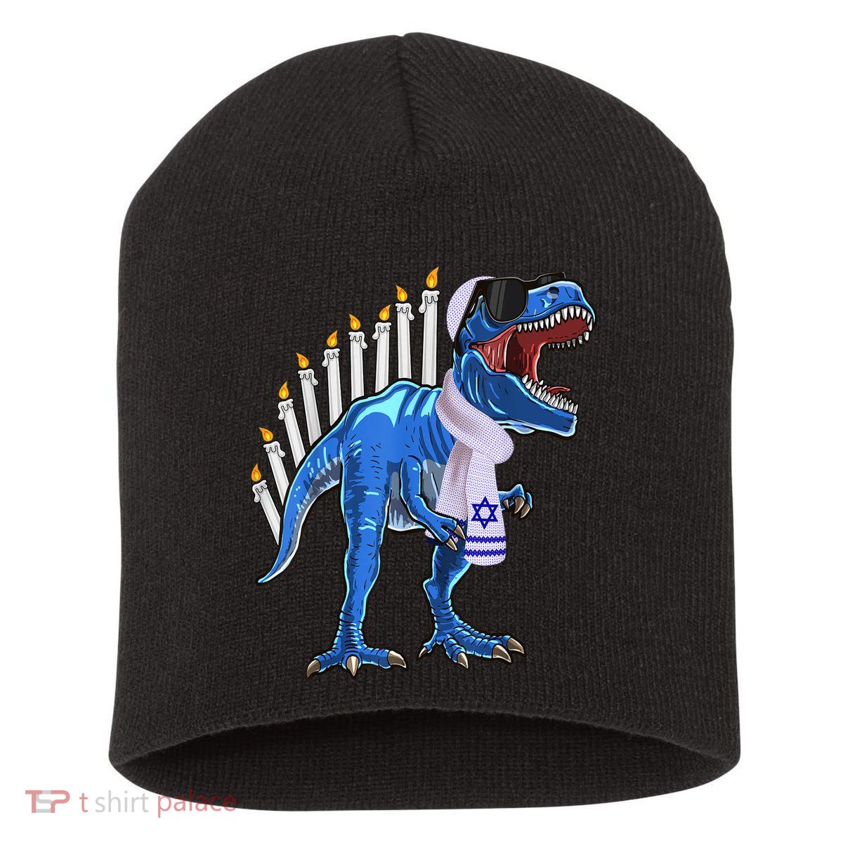 Menorasaurus Rex Shirt T Rex Dinosaur Hanukkah Gift Short Acrylic Beanie
