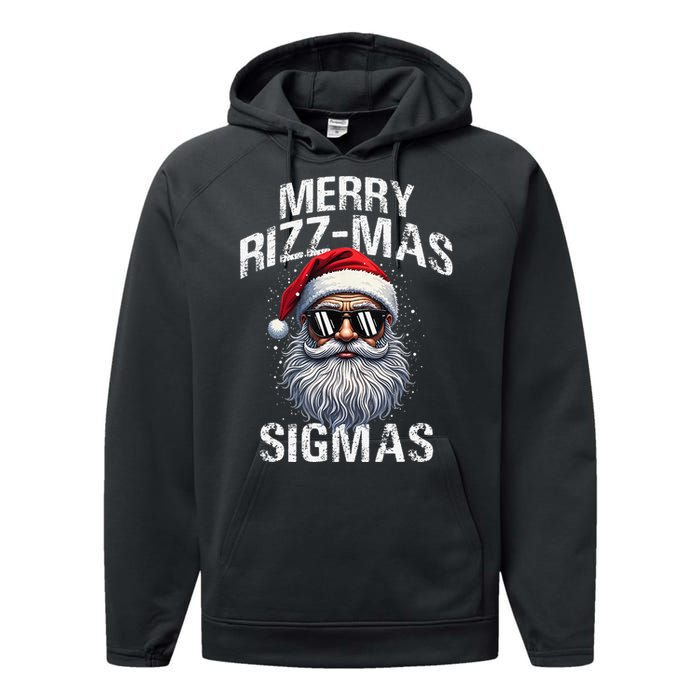 Merry Rizzmas Sigmas Gen Alpha Funny Christmas Santa Claus Gift Performance Fleece Hoodie