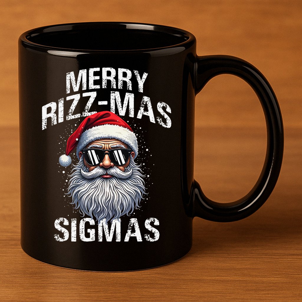 Merry Rizzmas Sigmas Gen Alpha Funny Christmas Santa Claus Gift 11oz C Handle Ceramic Mug