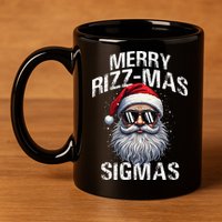 Merry Rizzmas Sigmas Gen Alpha Funny Christmas Santa Claus Gift 11oz C Handle Ceramic Mug