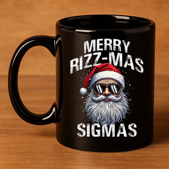 Merry Rizzmas Sigmas Gen Alpha Funny Christmas Santa Claus Gift 11oz C Handle Ceramic Mug