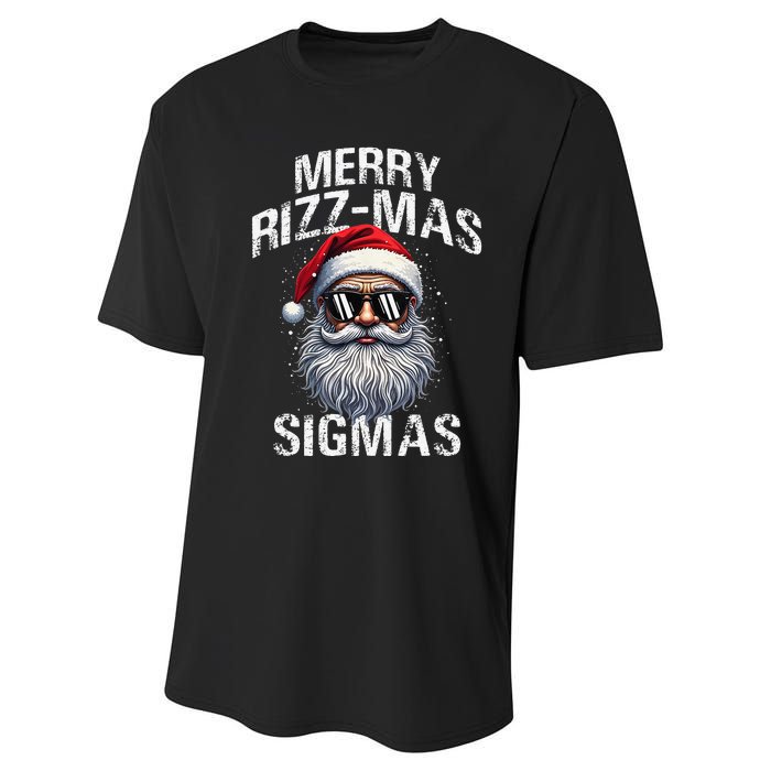 Merry Rizzmas Sigmas Gen Alpha Funny Christmas Santa Claus Gift Performance Sprint T-Shirt