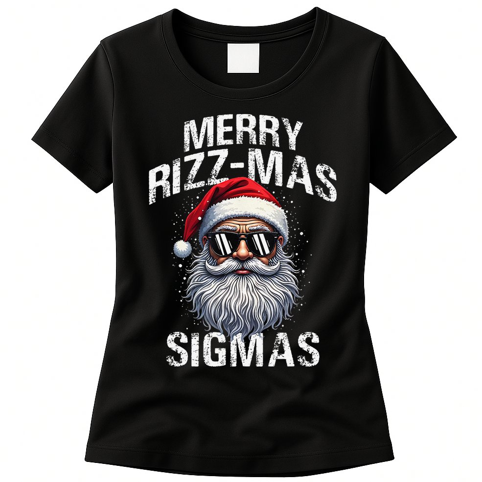 Merry Rizzmas Sigmas Gen Alpha Funny Christmas Santa Claus Gift Womens T-Shirt
