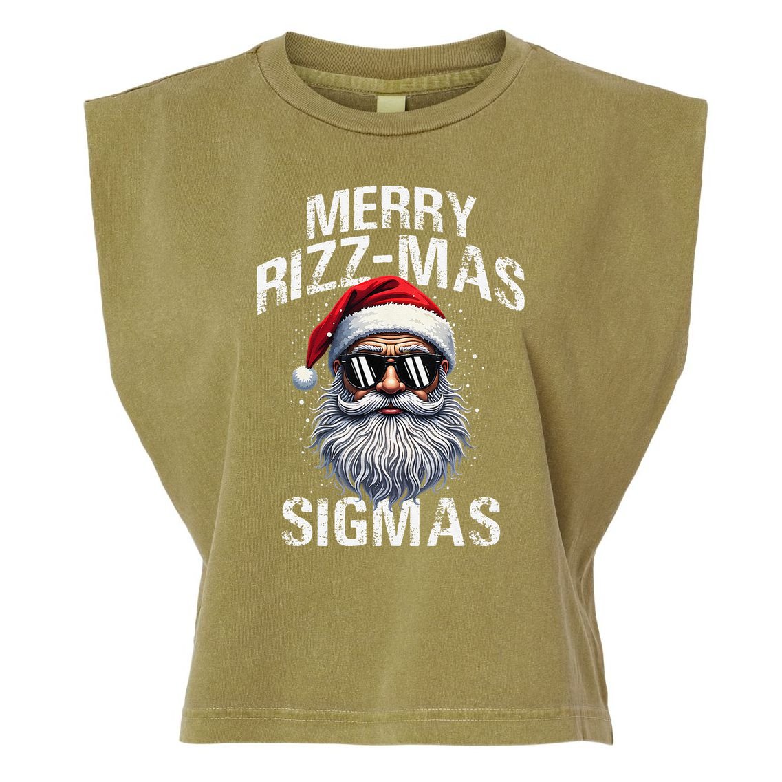 Merry Rizzmas Sigmas Gen Alpha Funny Christmas Santa Claus Gift Garment-Dyed Women's Muscle Tee