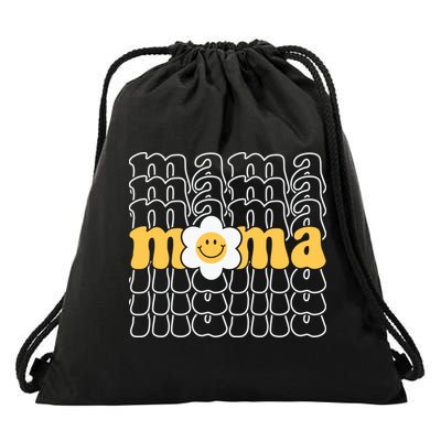 Mama Retro Sunflower Mothers Day Drawstring Bag
