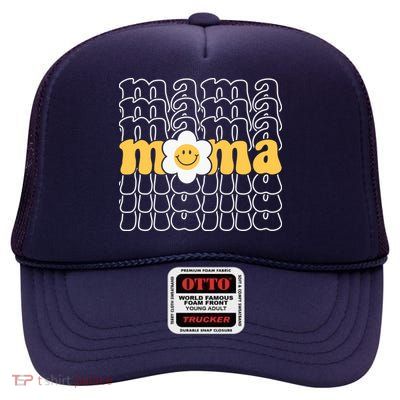 Mama Retro Sunflower Mothers Day High Crown Mesh Back Trucker Hat